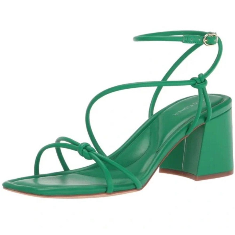 Green Strappy Block Heel Sandals